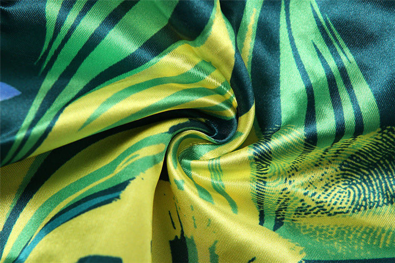 Green Printed Satin 2 Pcs Set