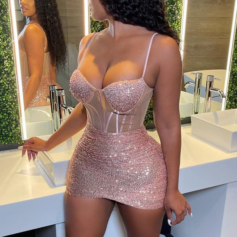 Bling Lace Mini Dress