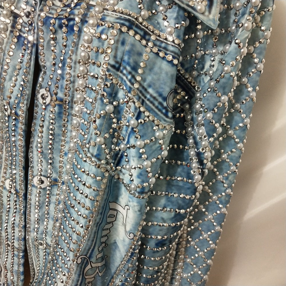 Blue Rhinestone Denim Jacket