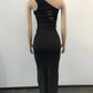 Cut Out Lace Up Maxi Dress