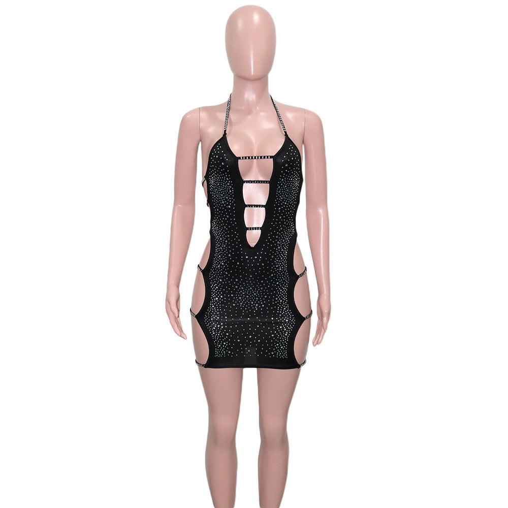 Sparkling Crystal Black Dress