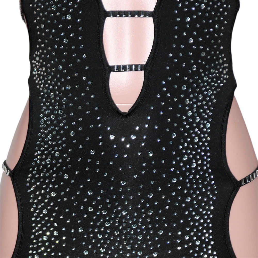 Sparkling Crystal Black Dress